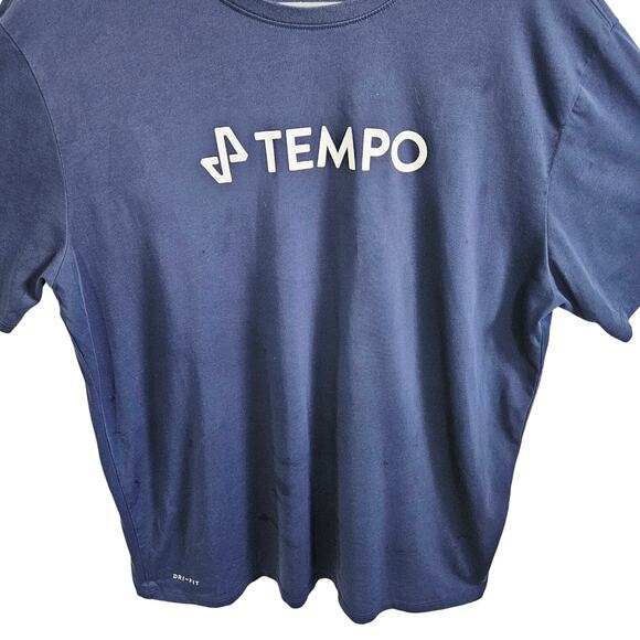 Nike Tempo Logo Tee Shirt Men's XL Blue The Motive Training Tee Workout Gym Bro - Picture 3 of 7